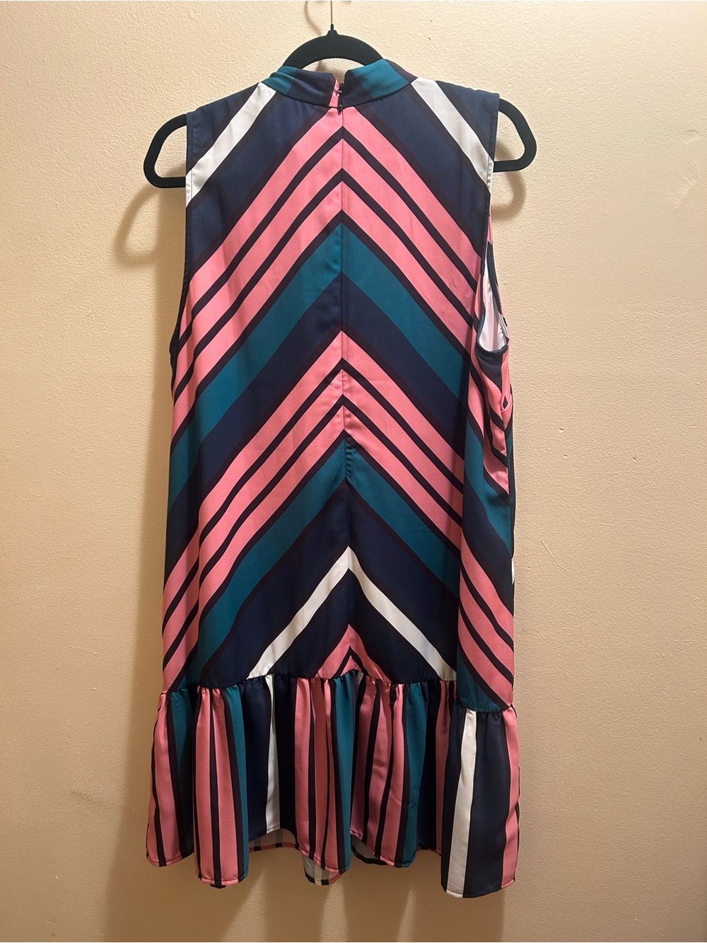 Eloquii Pink Navy Teal Striped Sleeveless Dress - Picture 2 of 2